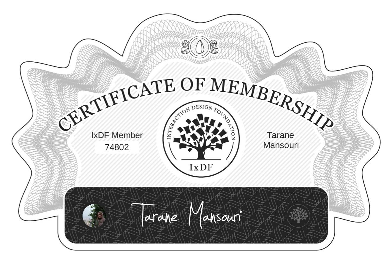 Certificate of Membership – Tarane Mansouri
