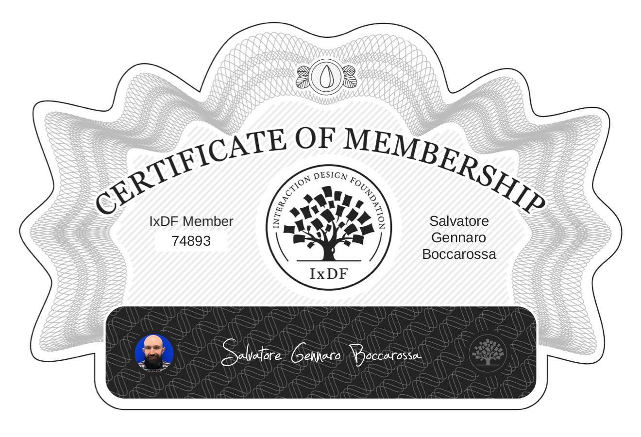 Certificate of Membership – Salvatore Gennaro Boccarossa