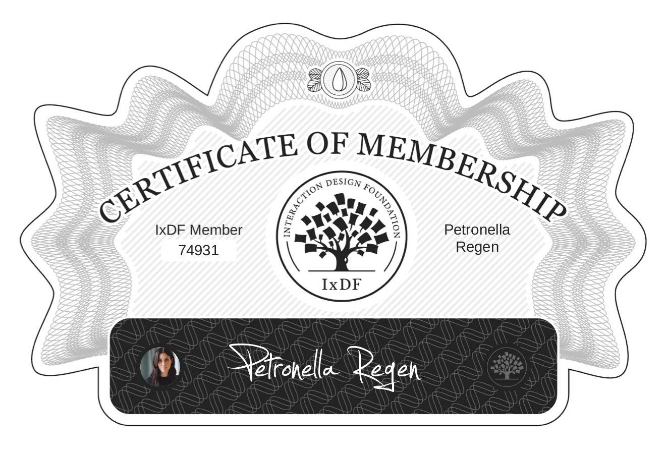 Certificate of Membership – Petronella Regen