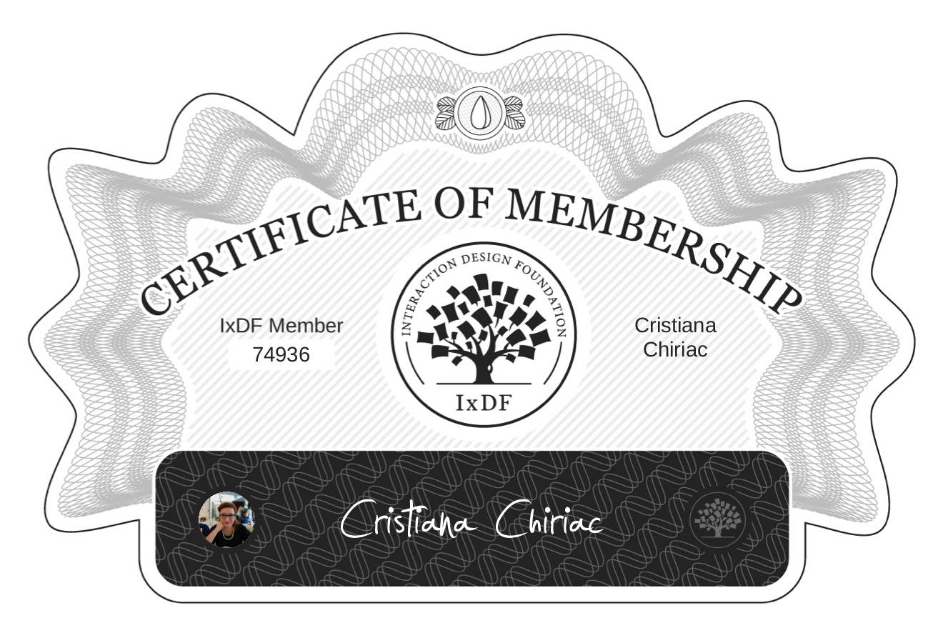 Certificate of Membership – Cristiana Chiriac