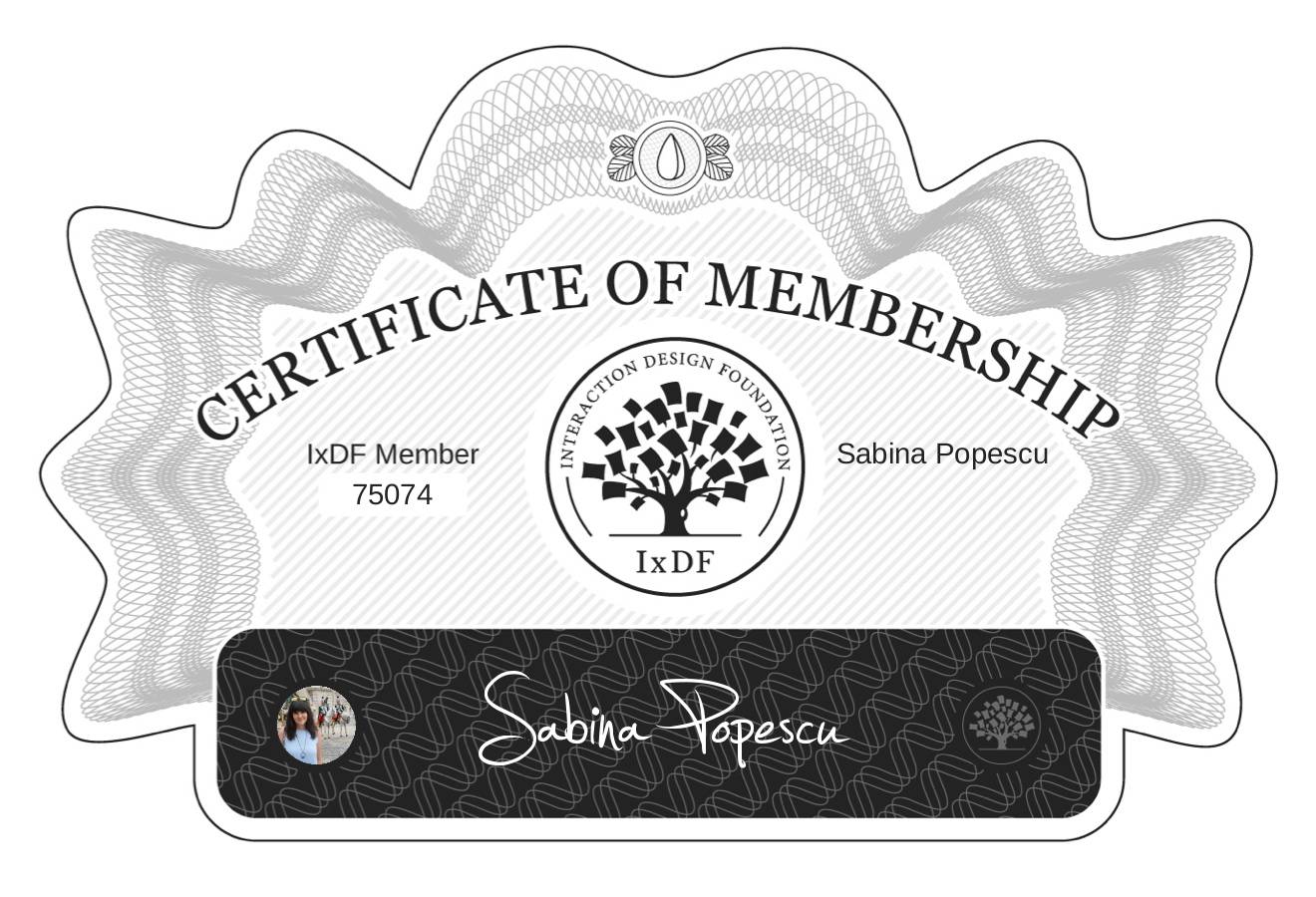Certificate of Membership – Sabina Popescu