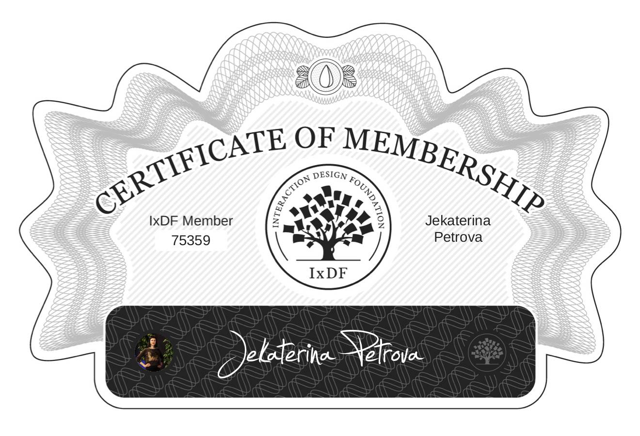 Certificate of Membership – Jekaterina Petrova