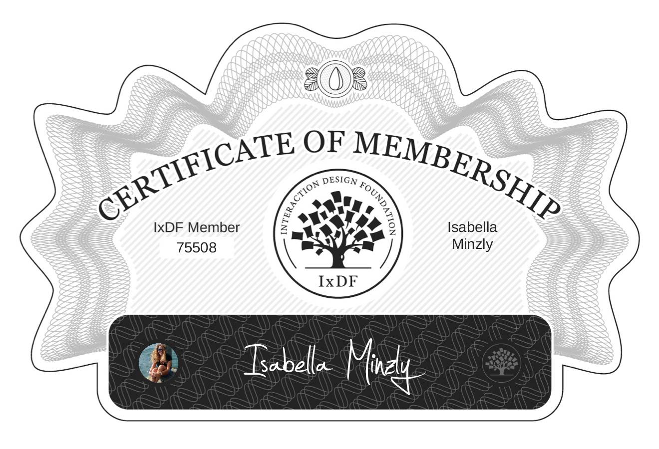 Certificate of Membership – Isabella Minzly