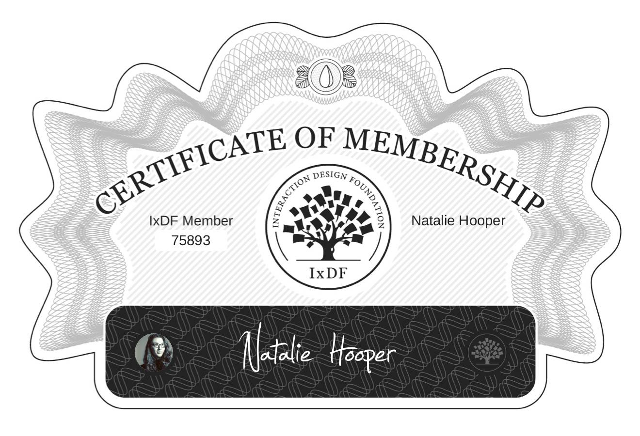 Certificate of Membership – Natalie Hooper