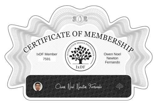 Certificate of Membership – Owen Noel Newton Fernando