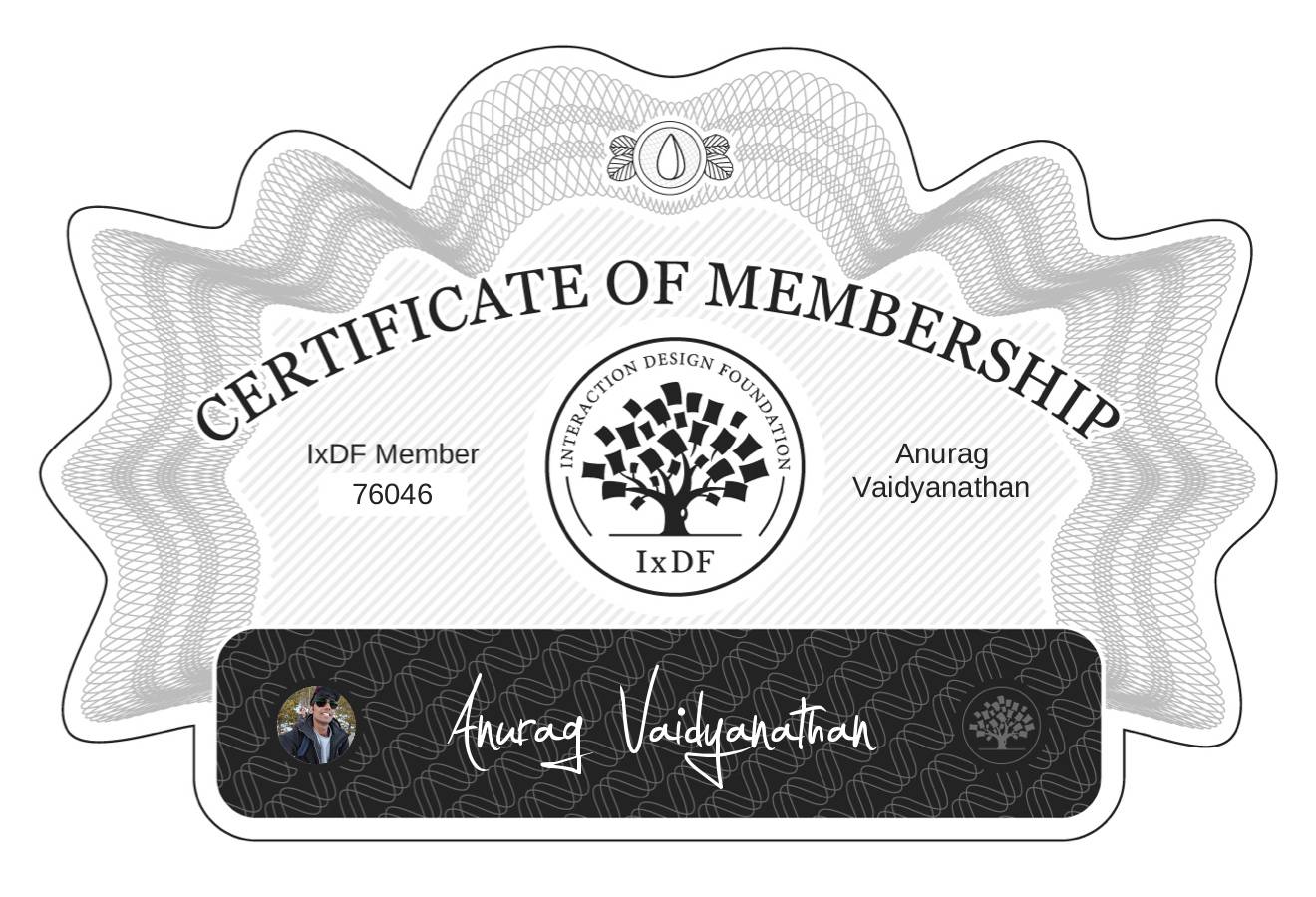 Certificate of Membership – Anurag Vaidyanathan