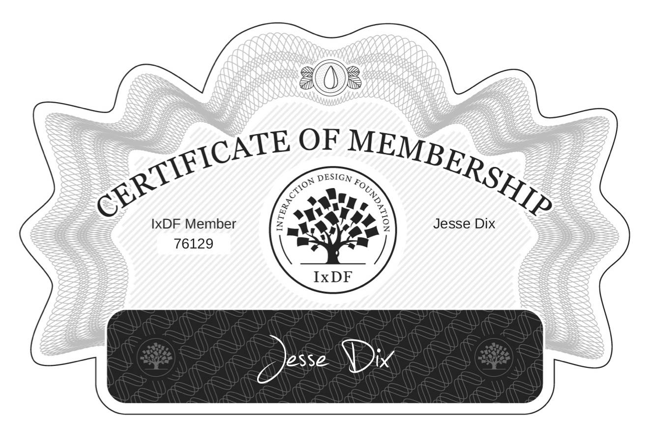 Certificate of Membership – Jesse Dix