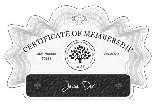 Certificate of Membership – Jesse Dix