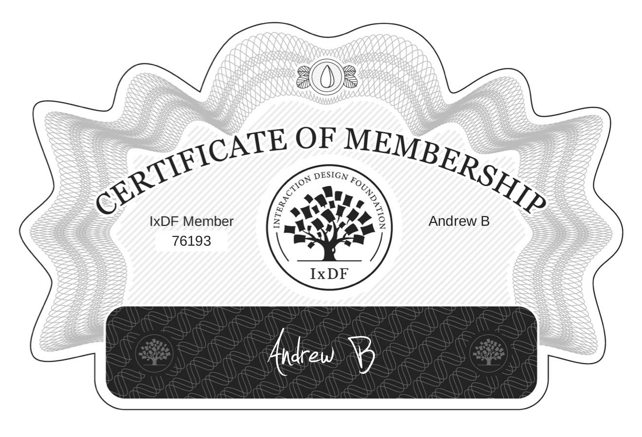 Certificate of Membership – Andrew B