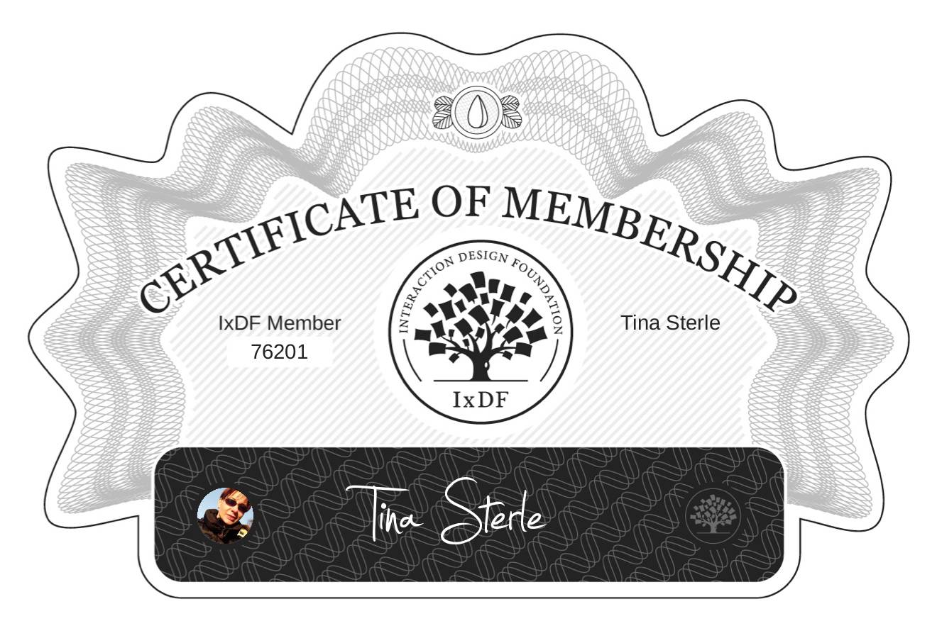 Certificate of Membership – Tina Sterle