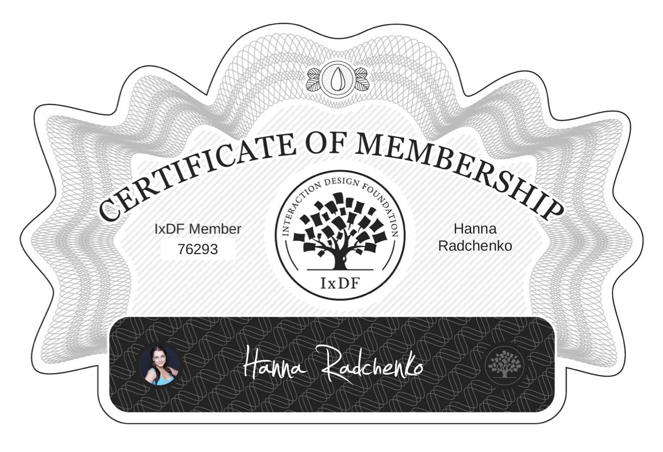 Certificate of Membership – Hanna Radchenko
