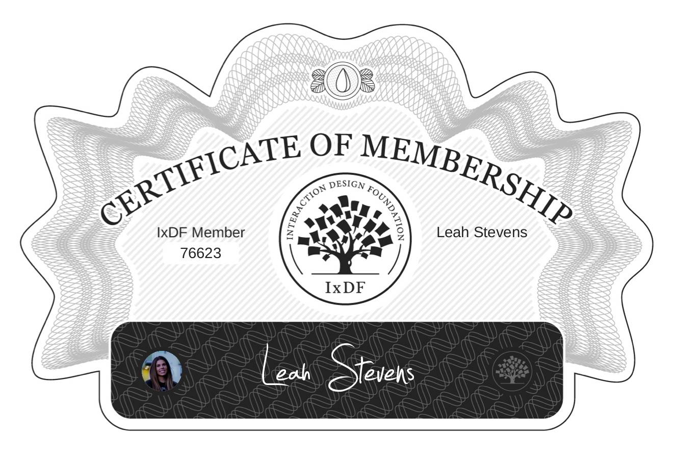 Certificate of Membership – Leah Stevens