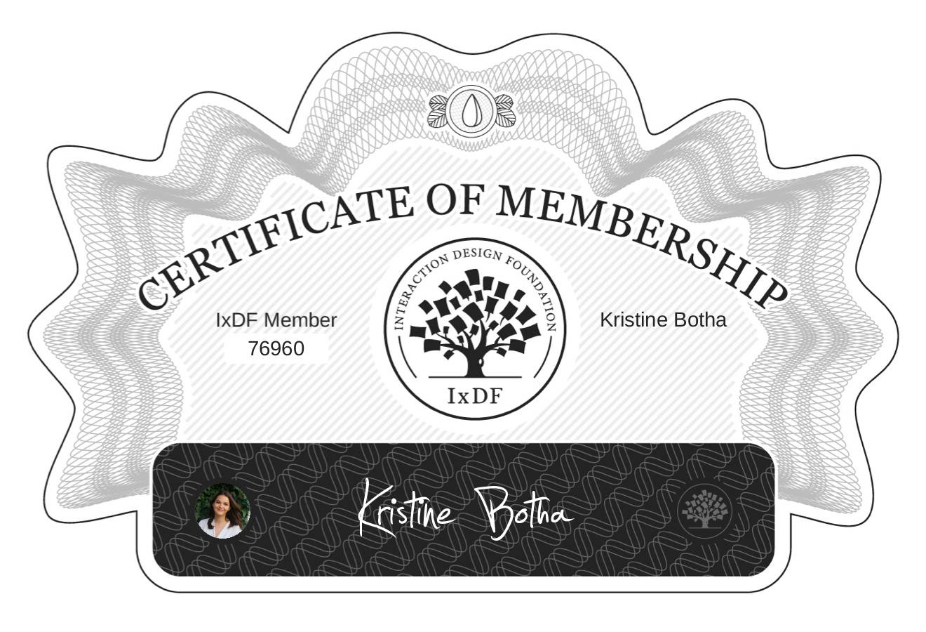 Certificate of Membership – Kristine Botha
