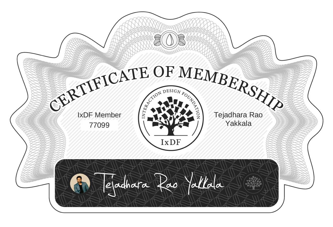 Certificate of Membership – Tejadhara Rao Yakkala