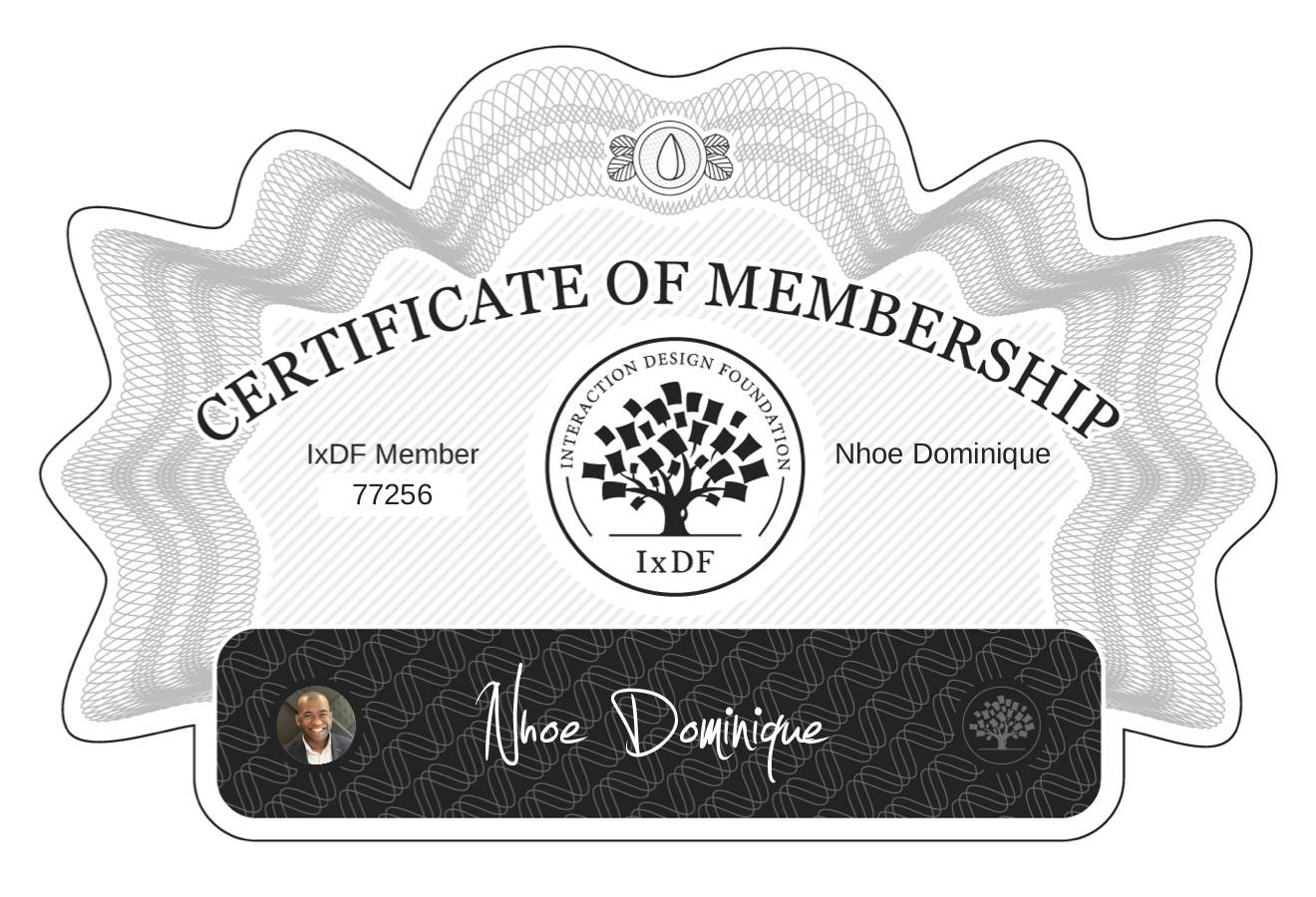 Certificate of Membership – Nhoé Dominique