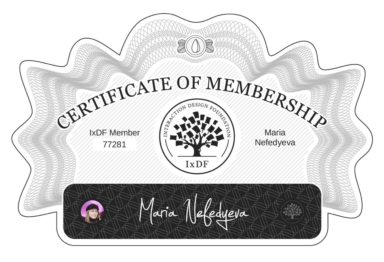 Certificate of Membership – Maria Nefedyeva