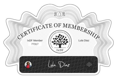Certificate of Membership – Lula Diaz