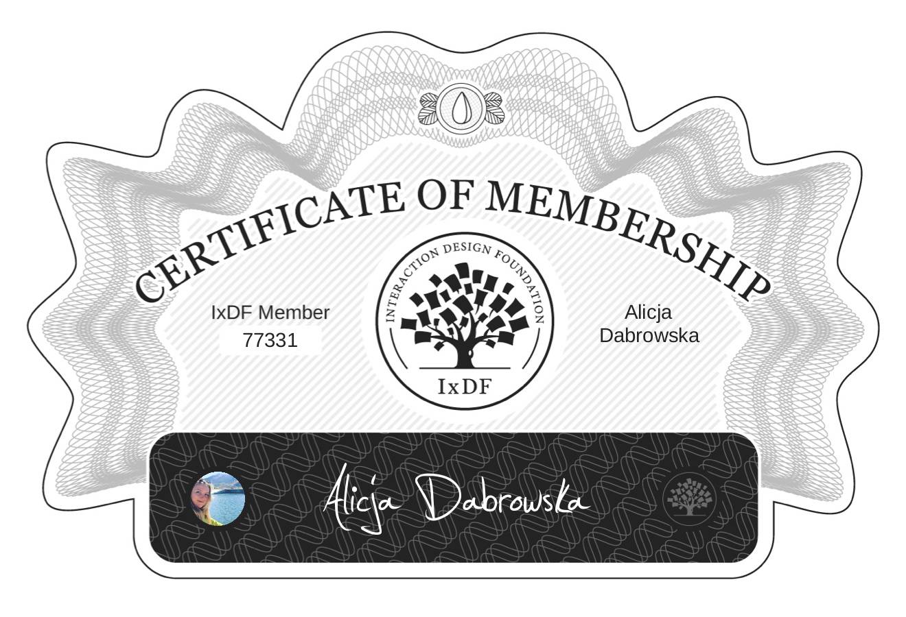 Certificate of Membership – Alicja Dabrowska