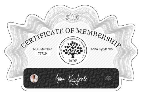 Certificate of Membership – Anna Kyrylenko