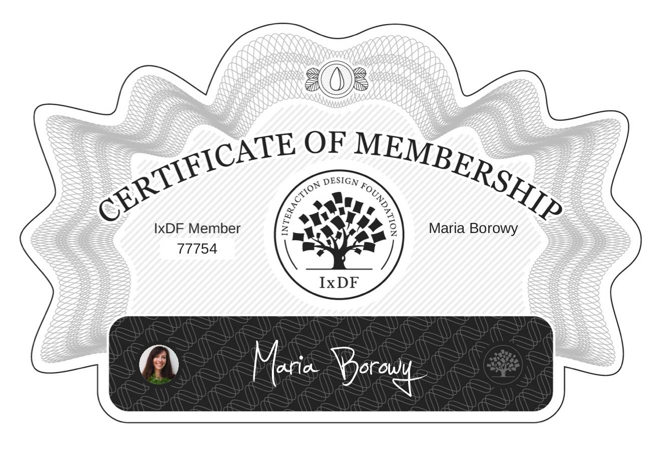 Certificate of Membership – Maria Borowy