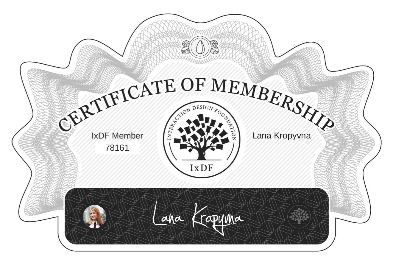Certificate of Membership – Lana Kropyvna