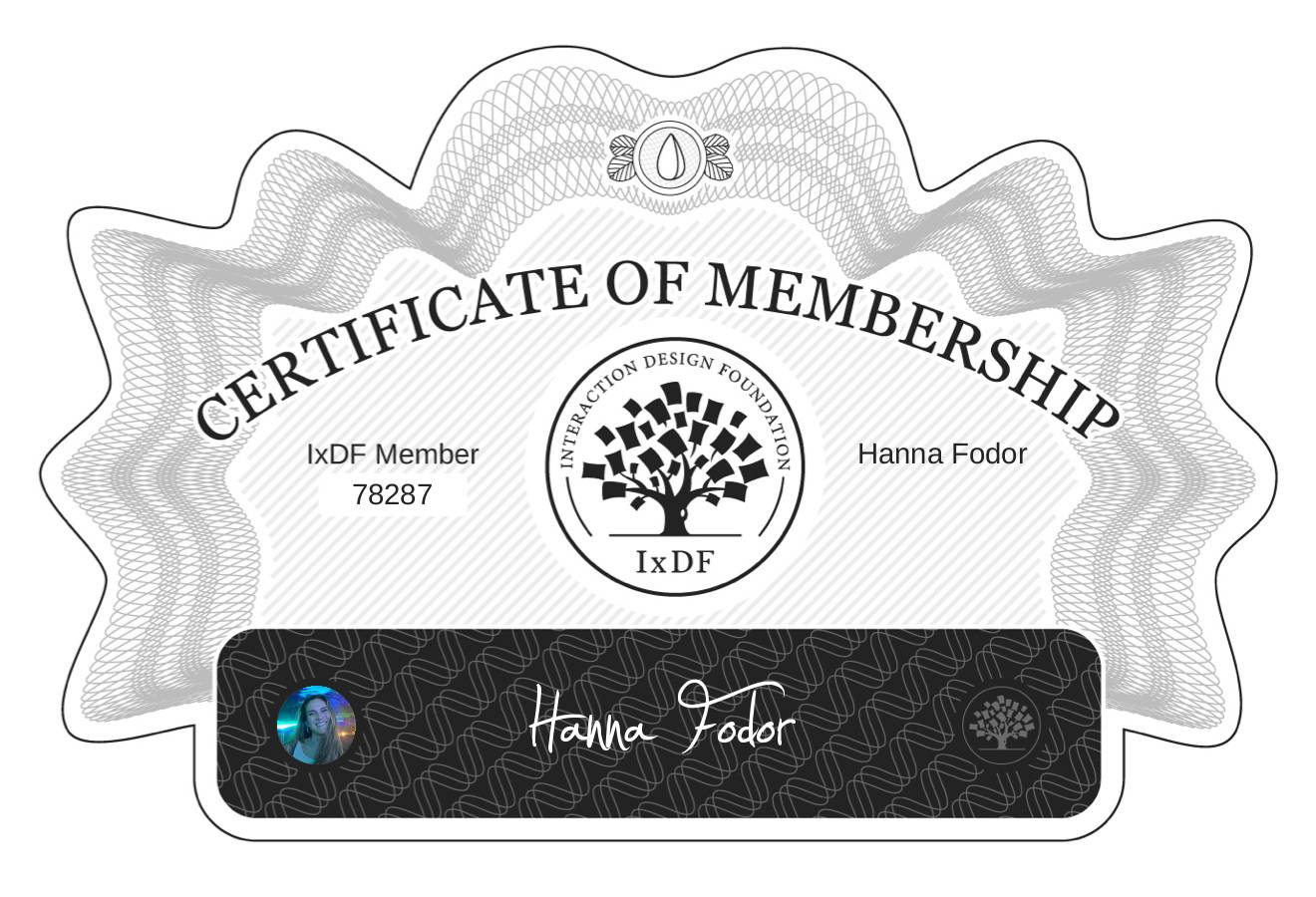 Certificate of Membership – Hanna Fodor