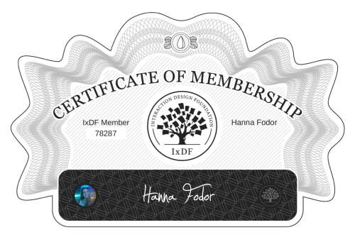 Certificate of Membership – Hanna Fodor