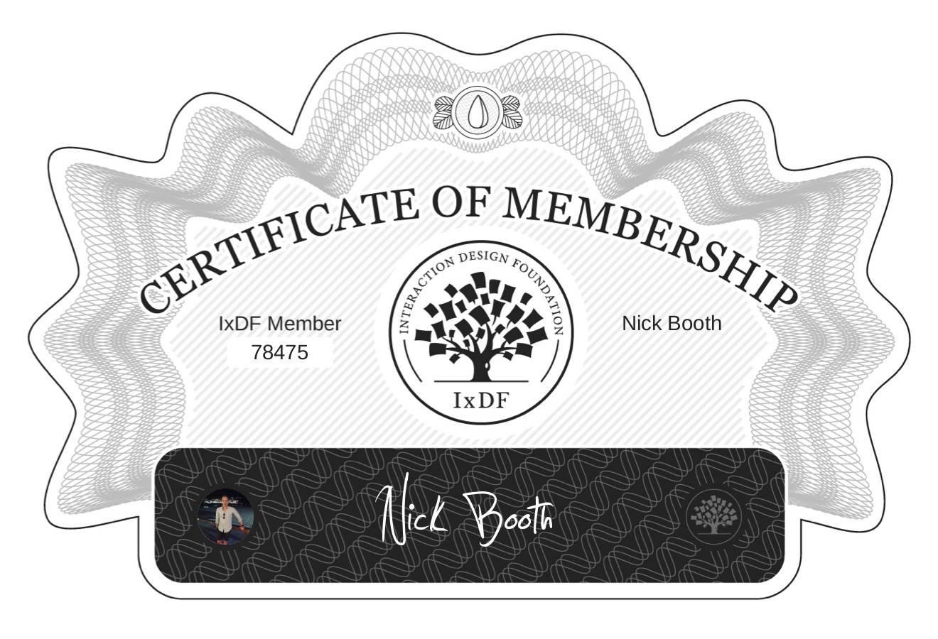 Certificate of Membership – Nick Booth