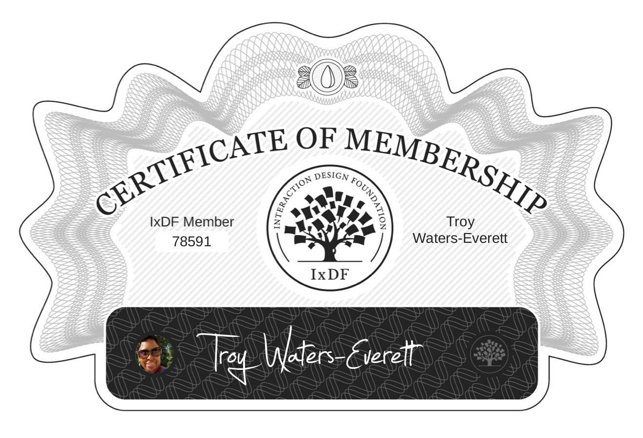 Certificate of Membership – Troy Waters-Everett