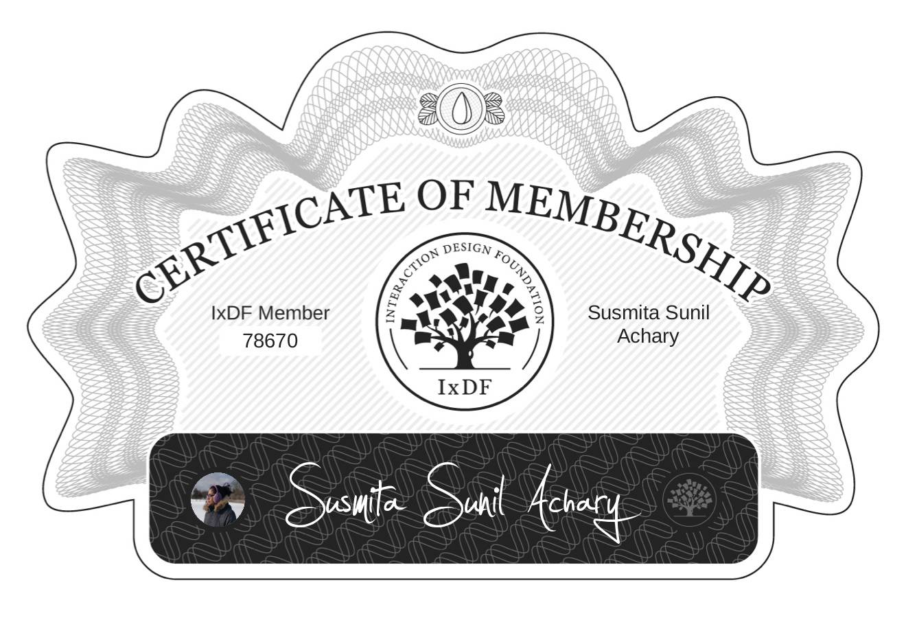 Certificate of Membership – Susmita Sunil Achary