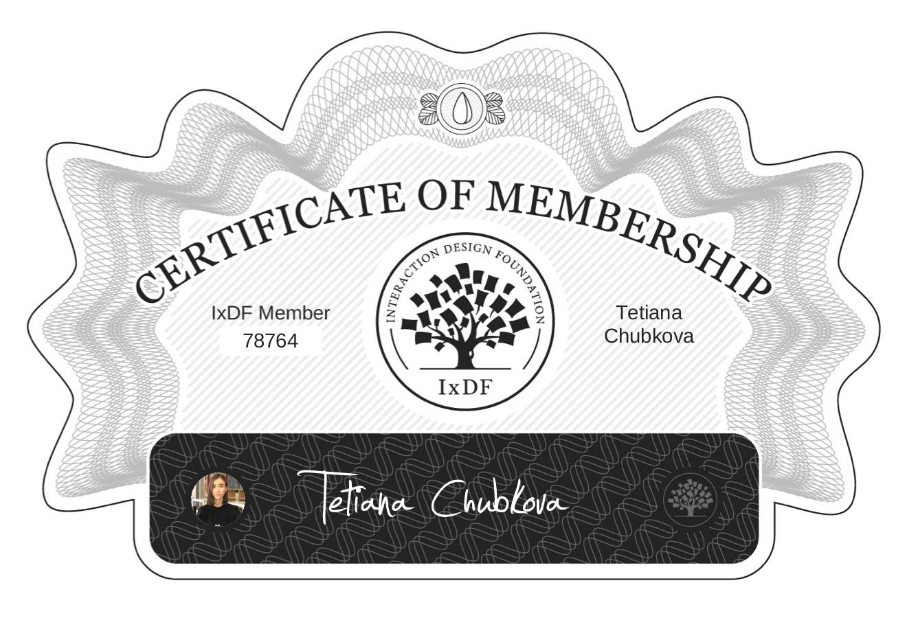 Certificate of Membership – Tetiana Chubkova