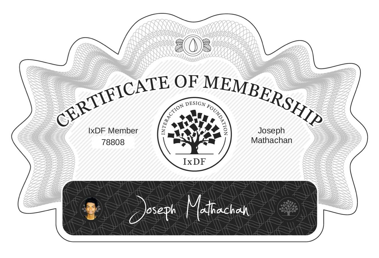 Certificate of Membership – Joseph Mathachan