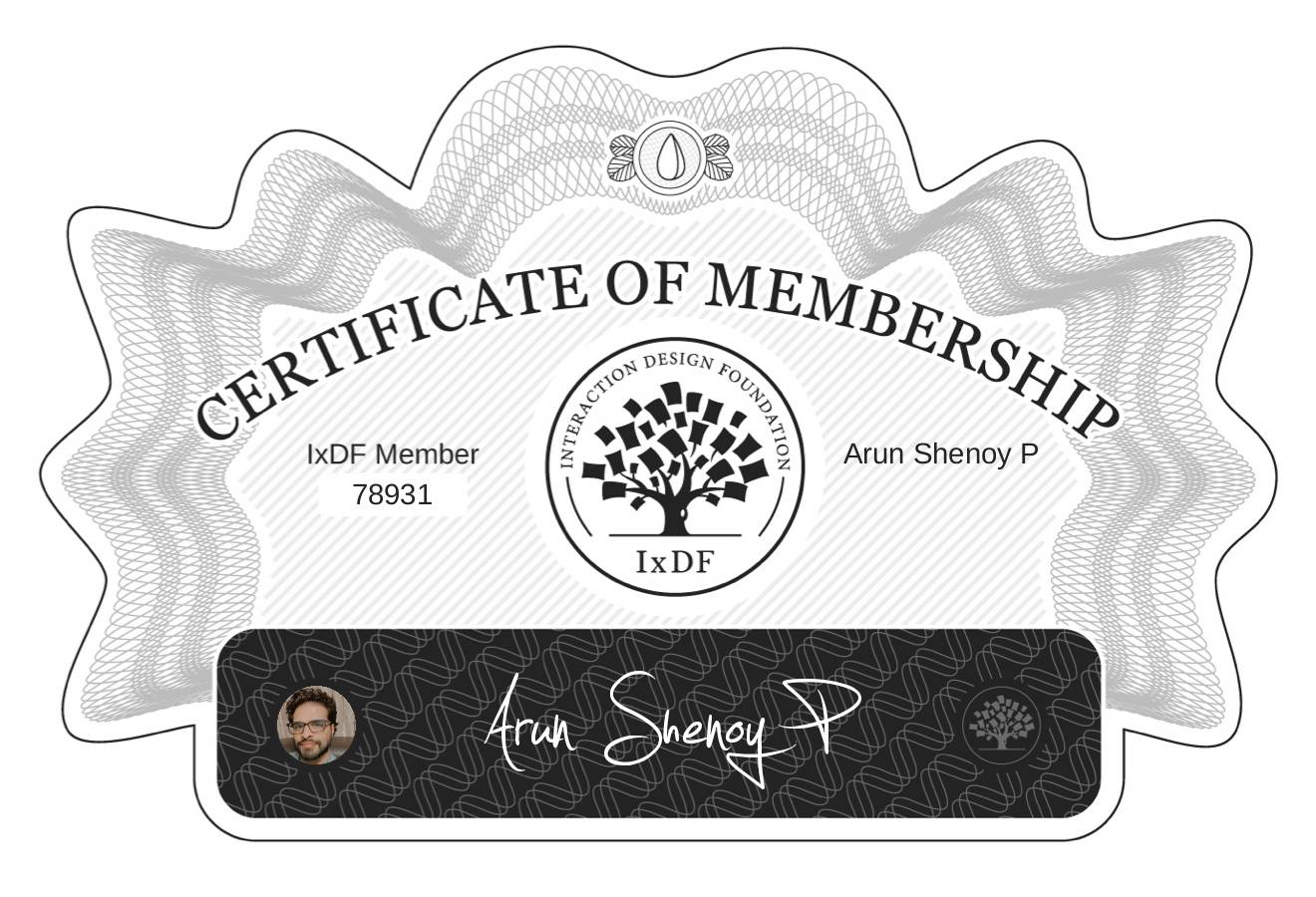 Certificate of Membership – Arun Shenoy P