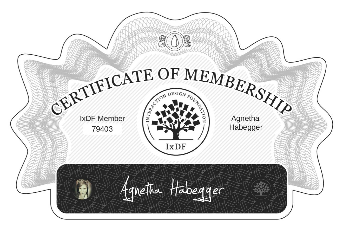 Certificate of Membership – Agnetha Habegger