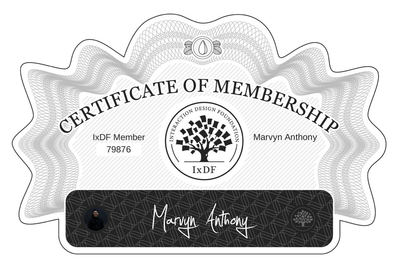 Certificate of Membership – Marvyn Anthony