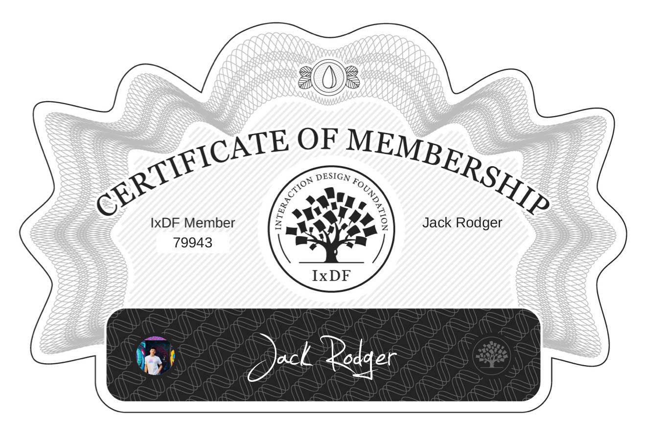 Certificate of Membership – Jack Rodger