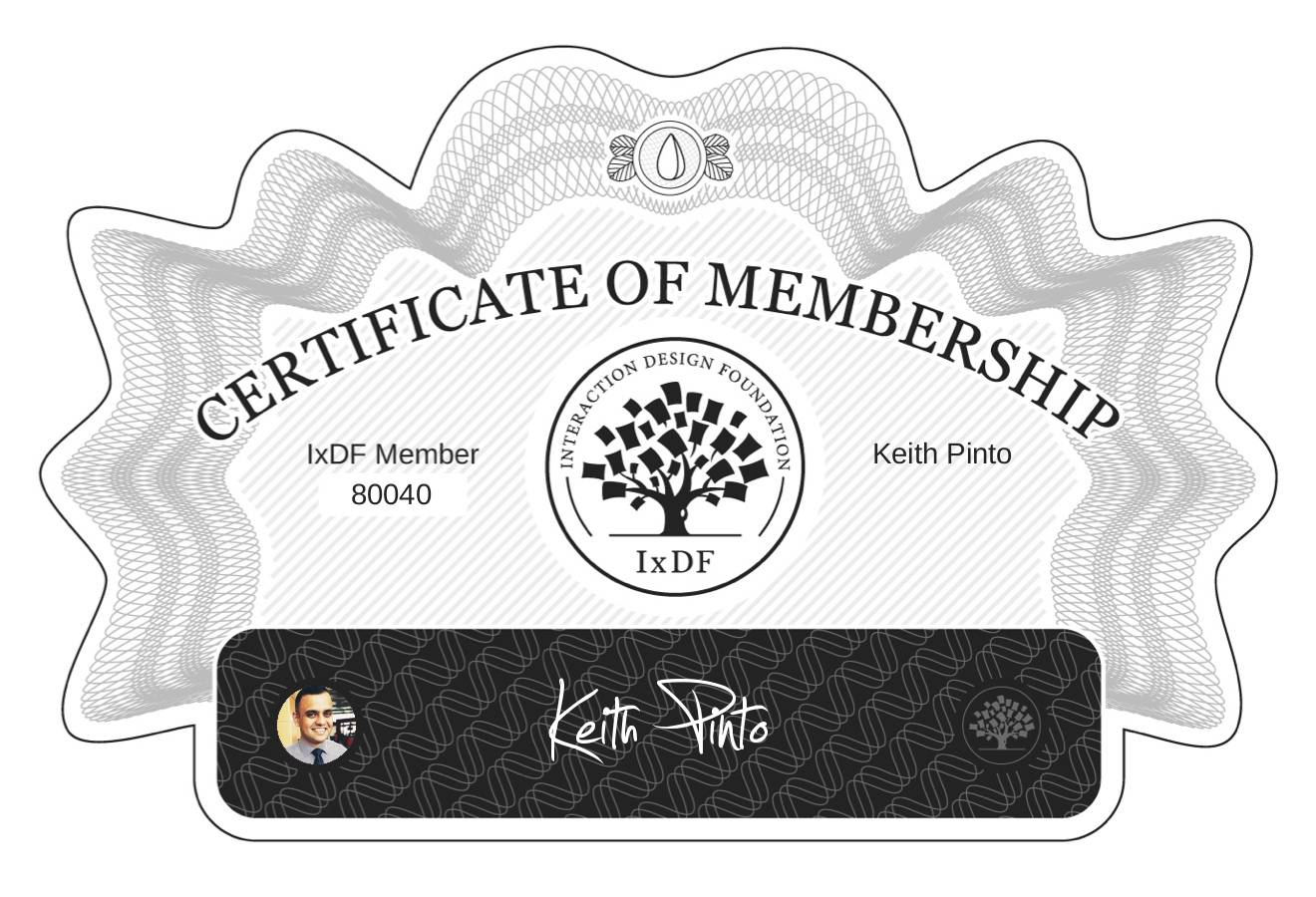 Certificate of Membership – Keith Pinto