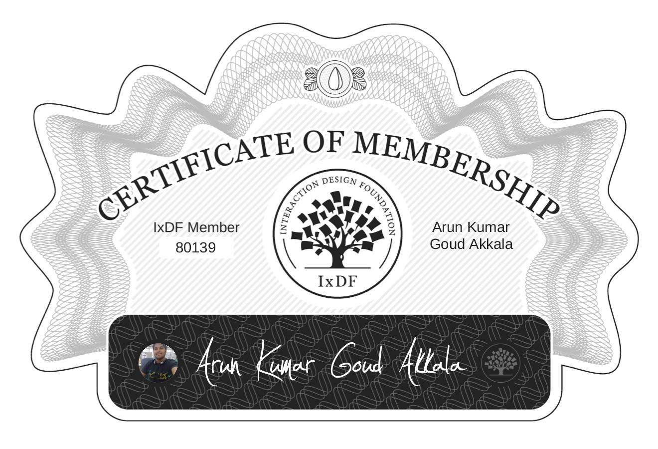 Certificate of Membership – Arun Kumar Goud Akkala
