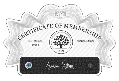 Certificate of Membership – Ananda Stimm
