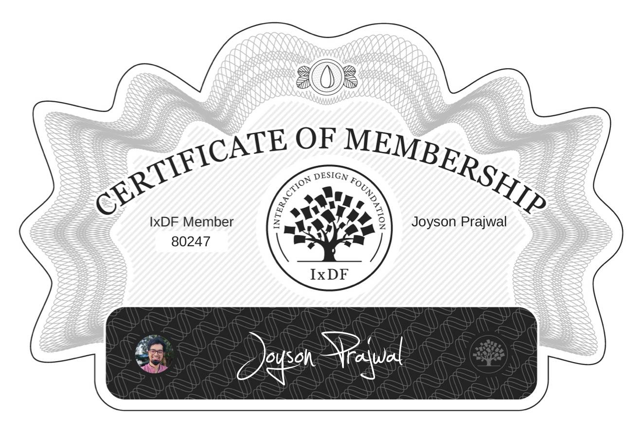 Certificate of Membership – Joyson Prajwal