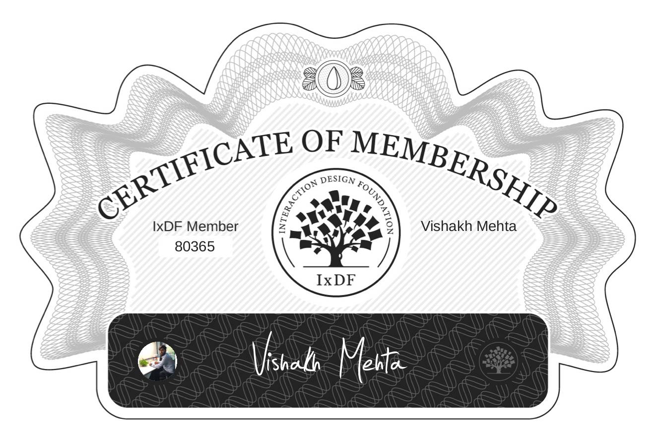 Certificate of Membership – Vishakh Mehta