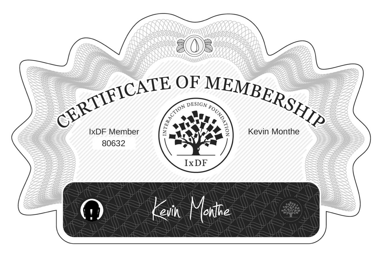 Certificate of Membership – Kevin Monthé
