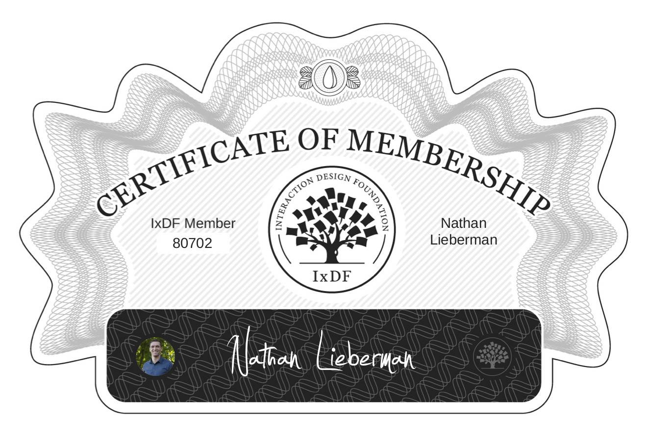 Certificate of Membership – Nathan Lieberman