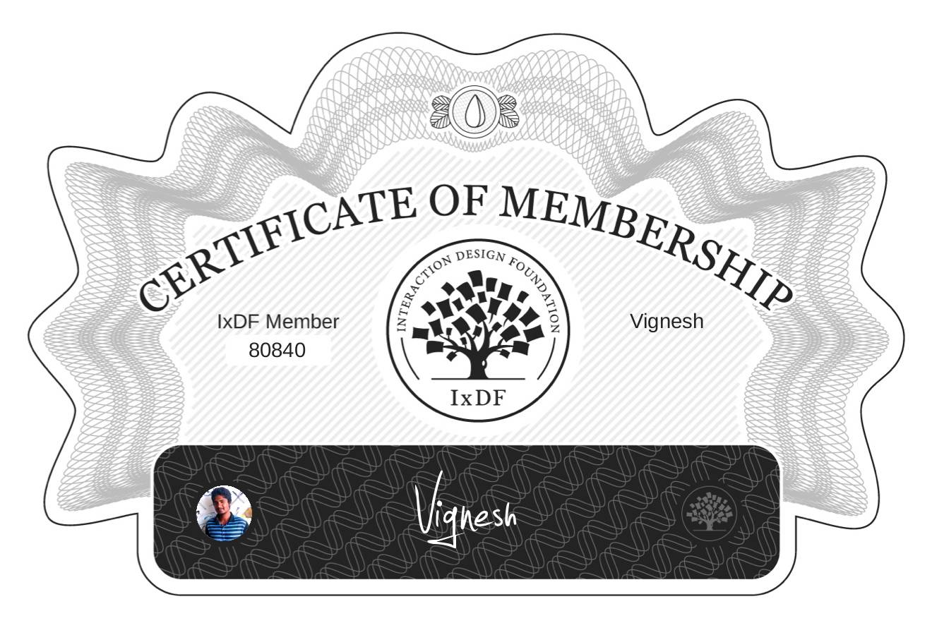 Certificate of Membership – Vignesh