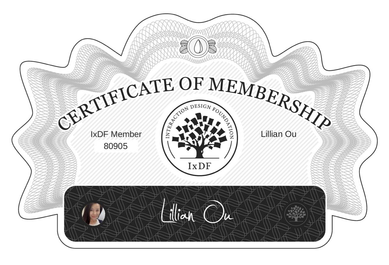 Certificate of Membership – Lillian Ou