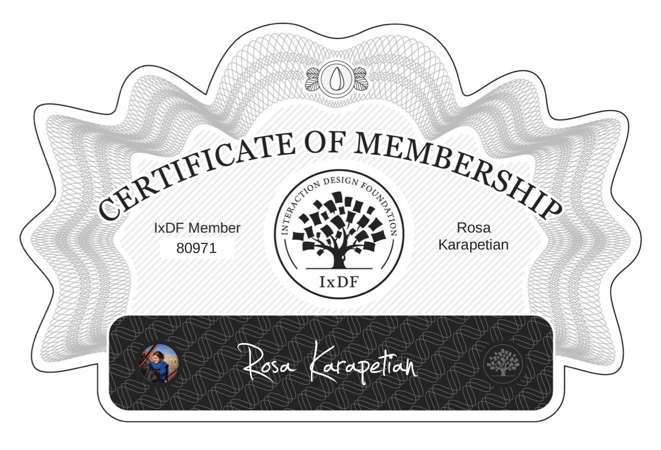 Certificate of Membership – Rosa Karapetian