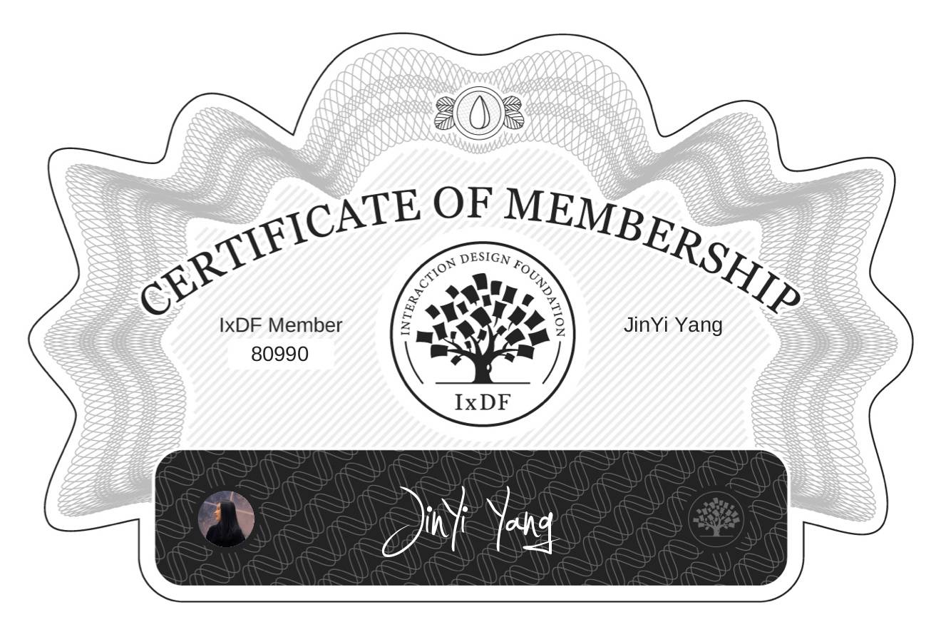 Certificate of Membership – JinYi Yang