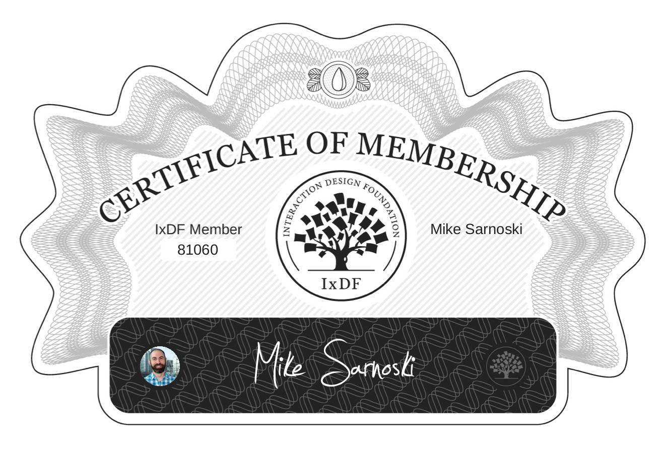 Certificate of Membership – Mike Sarnoski