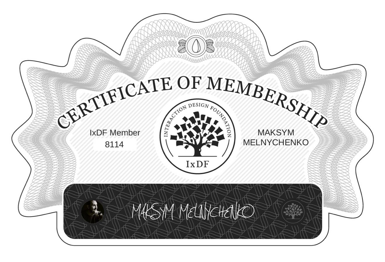 Certificate of Membership – MAKSYM MELNYCHENKO