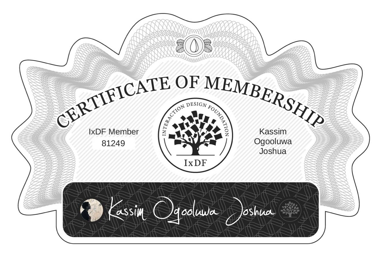 Certificate of Membership – Kassim Ogooluwa Joshua